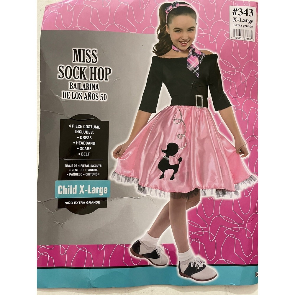 50s Miss Sock Hop Costume Girls youth XL 14-16 Dress and Belt Only